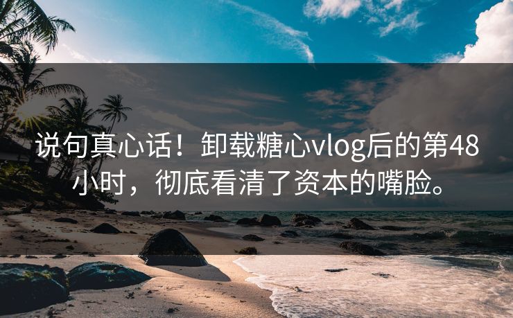 说句真心话！卸载糖心vlog后的第48小时，彻底看清了资本的嘴脸。