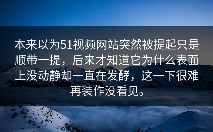 本来以为51视频网站突然被提起只是顺带一提，后来才知道它为什么表面上没动静却一直在发酵，这一下很难再装作没看见。