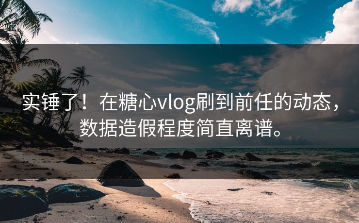 实锤了！在糖心vlog刷到前任的动态，数据造假程度简直离谱。