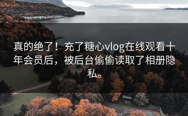 真的绝了！充了糖心vlog在线观看十年会员后，被后台偷偷读取了相册隐私。