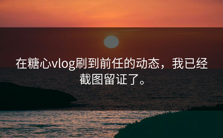 在糖心vlog刷到前任的动态，我已经截图留证了。