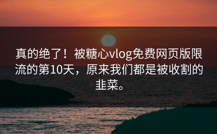 真的绝了！被糖心vlog免费网页版限流的第10天，原来我们都是被收割的韭菜。